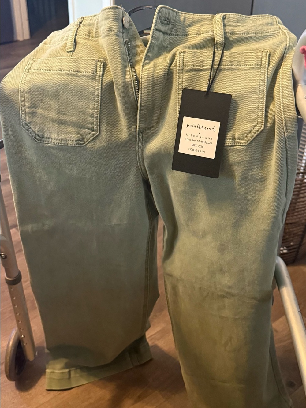 RISEN Olive Wide Leg Jeans - Women